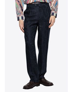 Etro Paisley Jacquard Tailored Pants - Blue