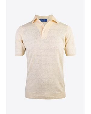 Caldoro Linen-Blend Polo T-Shirt - Natural