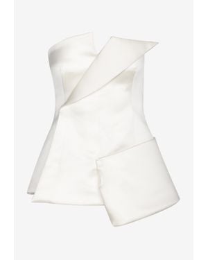 A.W.A.K.E. MODE Corseted Tuxedo Strapless Top - White