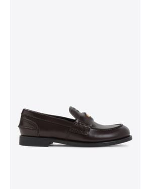 Miu Miu Embossed Logo Penny Loafers - White