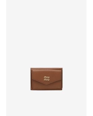 Miu Miu Small Logo Lettering Wallet - White