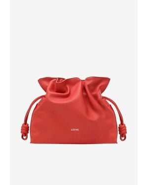 Loewe Medium Flamenco Leather Clutch - Red