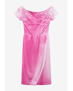 Prada Off-Shoulder Washed Duchesse Sheath Dress - Pink