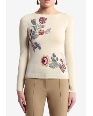 Etro Wool-Blend Jacquard Sweater - Natural