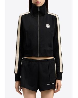 Palm Angels Tree Logo Cropped Track Top - Black