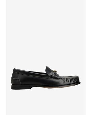 Tod's T Timeless Plaque Leather Loafers - Black