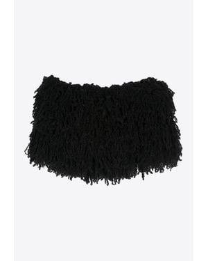 The Attico Fringed Wool Pullover Scarf Cape - Black