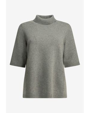 Alaïa Cashmere Turtleneck Knit Top - Gray