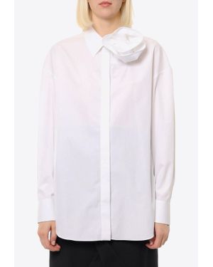 McQueen Draped Orchid Button-Up Shirt - White