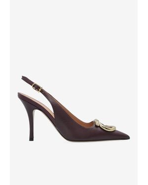 Ferragamo Sara 100 Slingback Leather Pumps - Brown