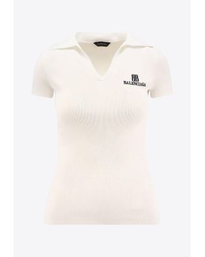 Balenciaga Bb Icon Polo Knit T-Shirt - Natural