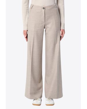 Quelledue Mélange Wool Tailored Pants - Natural