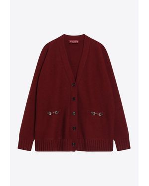 Gucci Horsebit Wool Cashmere Cardigan - Red