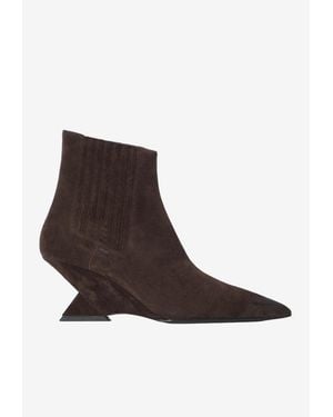 The Attico Cheope 65 Suede Wedge Boots - Brown