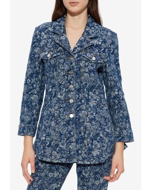 Ganni Jacquard Denim Blazer - Blue