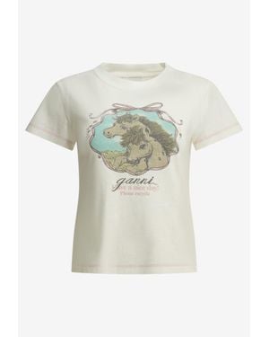 Ganni Qixi Printed T-Shirt - White