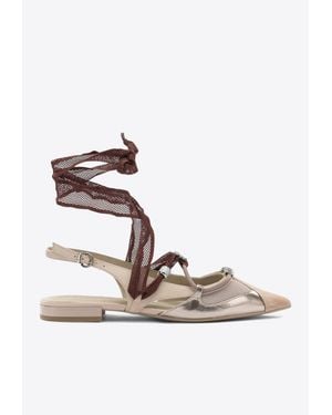 Pinko Leather Ballet Flats - Natural