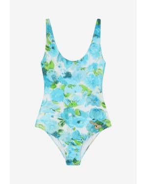 Chloé Water Flower Print One-Piece Swimsuit - Blue