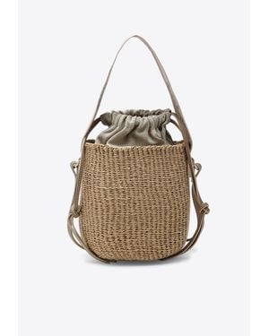 Chloé Small Woody Raffia Bucket Bag - White