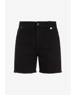 Egonlab Frayed-Hem Denim Shorts - Black