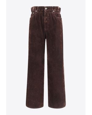 Miu Miu Straight-Leg Velvet Paperbag Pants - Brown