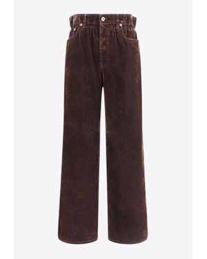Miu Miu Straight-Leg Velvet Paperbag Pants - Brown