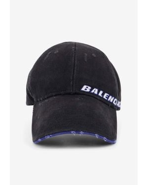 Balenciaga Distressed Logo Baseball Cap - Blue