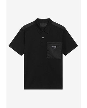 Prada Triangle Logo Pocket Polo T-Shirt - Black
