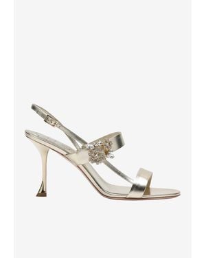 Roger Vivier Efflorescence Metallic Nappa Sandals - White