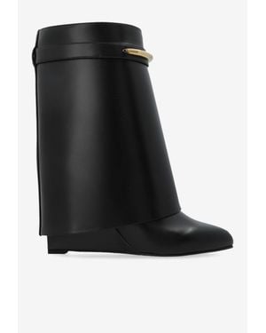 Givenchy Shark Pinch 90 Mid-Calf Leather Boots - Black