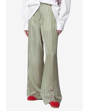 Dries Van Noten Striped Wide Pants - Green