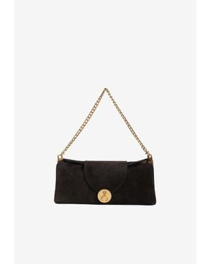Versace Vivian Suede Chain Clutch - White