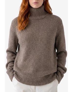 The Row Plira High-Neck Cashmere Jumper - Brown