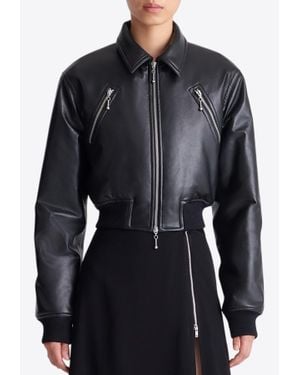 Nanushka Myrto Cropped Leather Jacket - Black