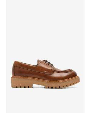 Prada Leather Square-Toe Derbies in Black for Men | Lyst Canada