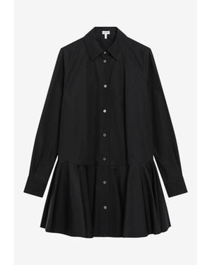 Loewe Peplum Mini Buttoned Dress - Black