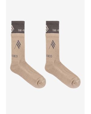 The Attico Logo Embroidered Ribbed Socks - White
