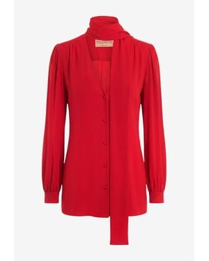Valentino Silk Blouse With Scarf - Red