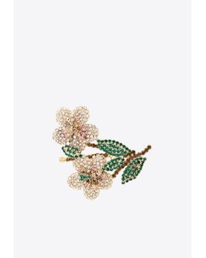 Rosantica Small Botanica Crystal-Embellished Brooch - White