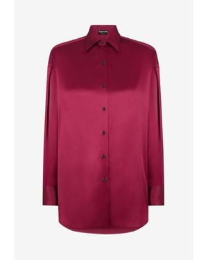 Tom Ford Silk Satin Long-Sleeved Shirt - Red
