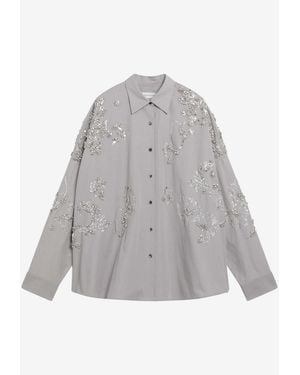 Dries Van Noten Oversized Sequined Shirt - Gray