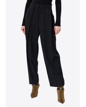 Balmain High-Rise Pleated Baggy Trousers - Black