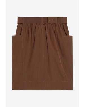 Chloé Mini Skirt With Oversized Bow - Brown
