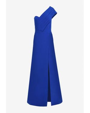 ZEENA ZAKI One-Shoulder Crepe Gown - Blue
