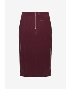 Self-Portrait Faux Leather Pencil Skirt - Purple