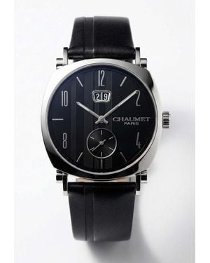 Chaumet Dandy Grande Leather And Stainless Steel 39Mm Watch - Black