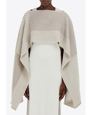 Ferragamo Jacquard Wool Cape - White