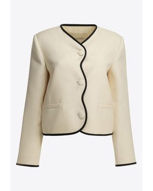 Valentino Crepe Couture Blazer - Natural