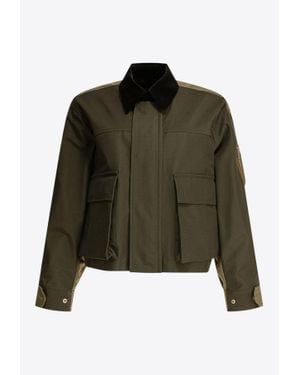 Sacai Grosgrain Twill Cropped Jacket - Green