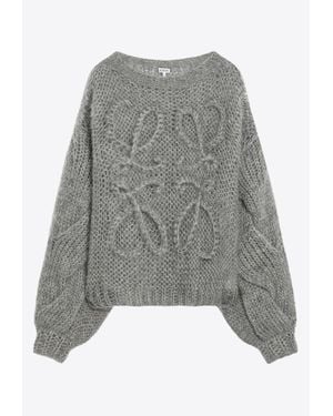 Loewe Anagram Cable Knit Mohair Jumper - Grey